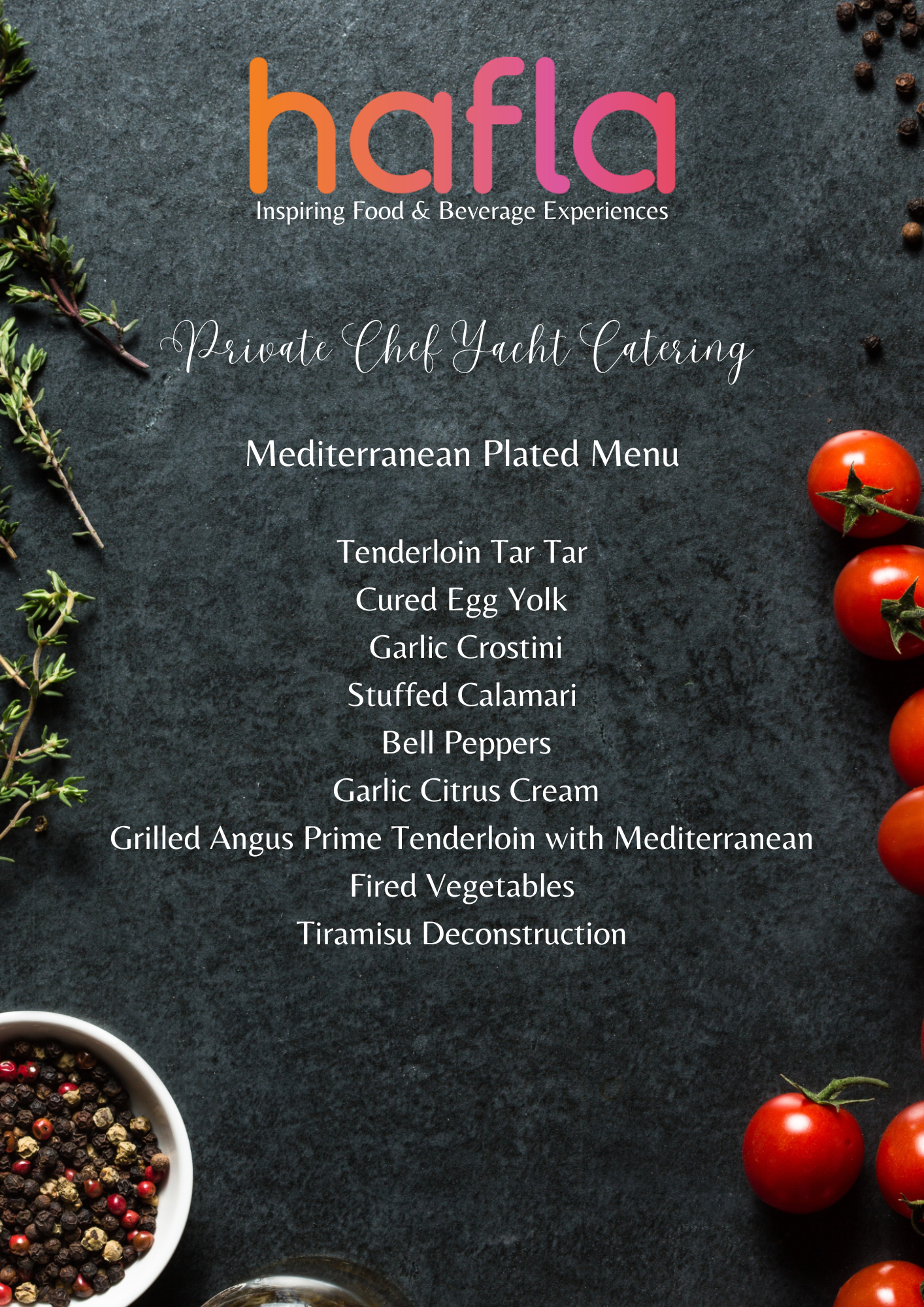 Private Chef Yacht Catering by CBC - Plated Menu