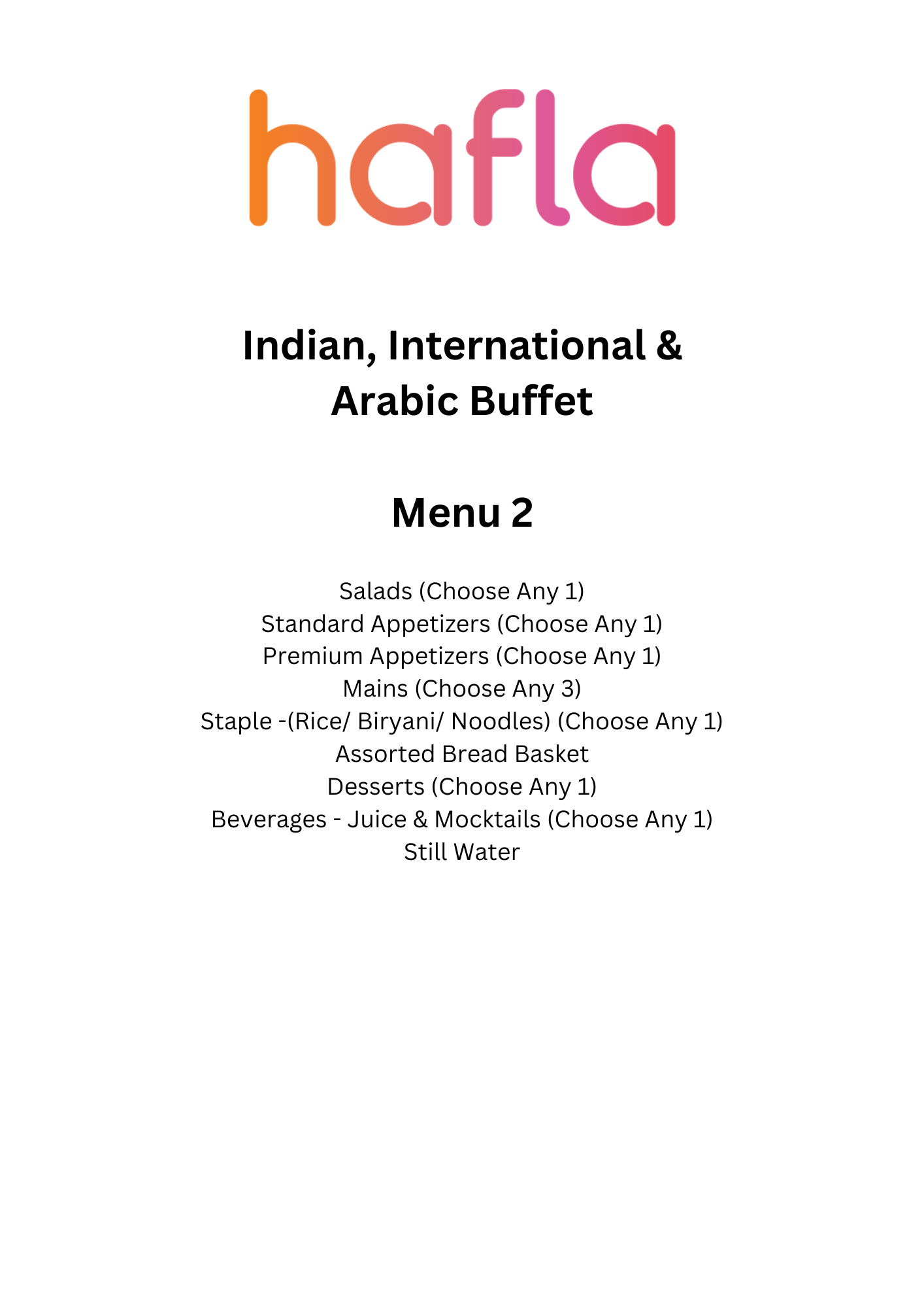 Hafla Exclusive Indian, International and Arabic Buffet