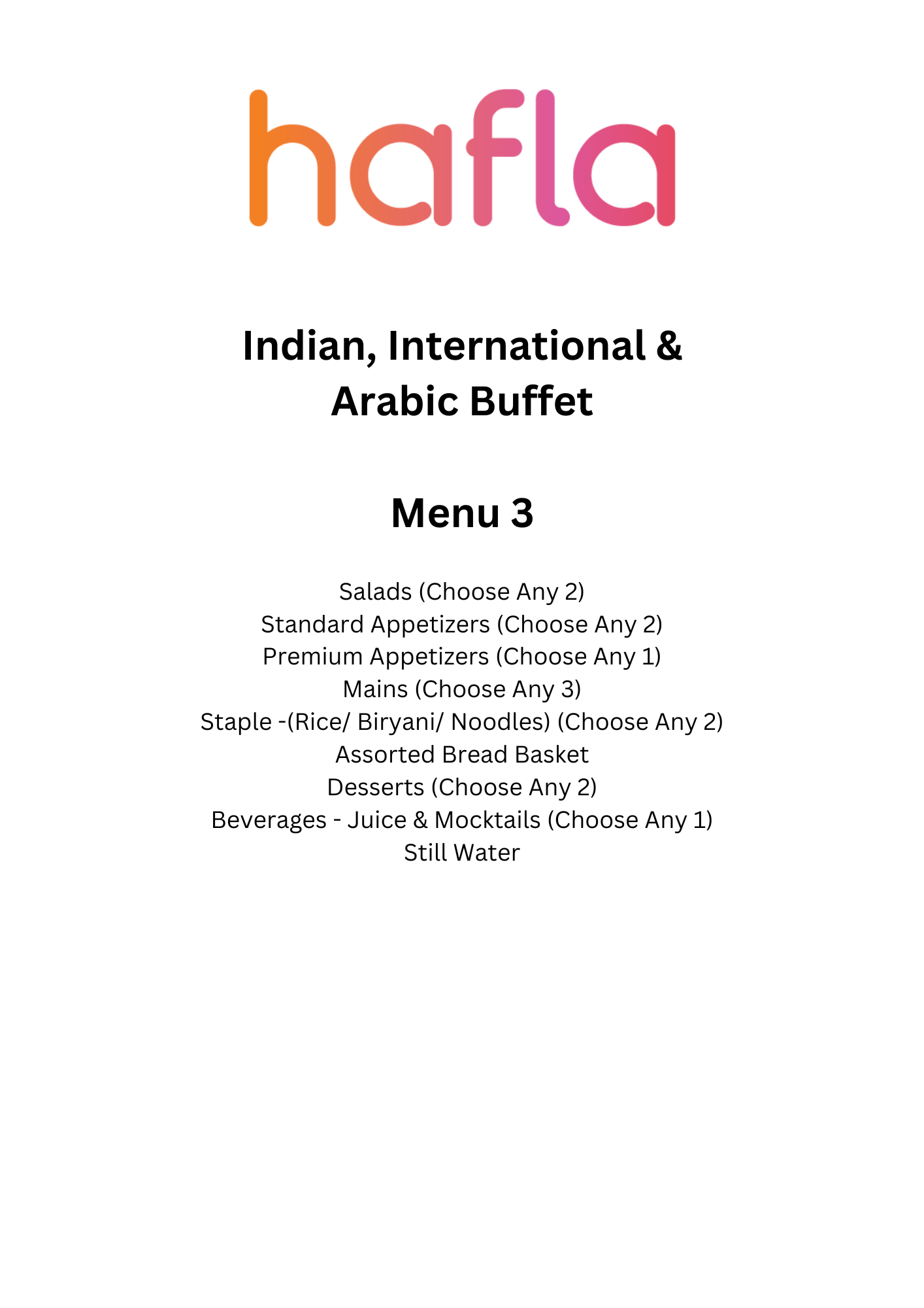 Hafla Exclusive Indian, International and Arabic Buffet