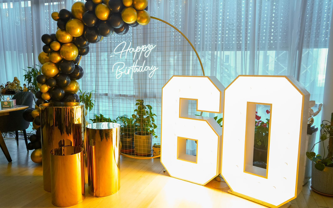 60th Birthday Mesh Backdrop