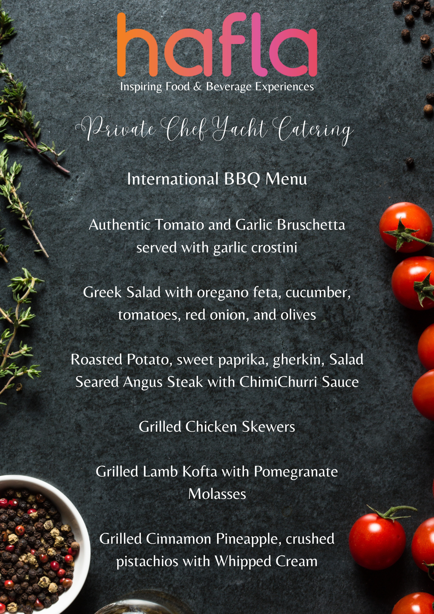 Private Chef Yacht Catering by CBC - Family Style