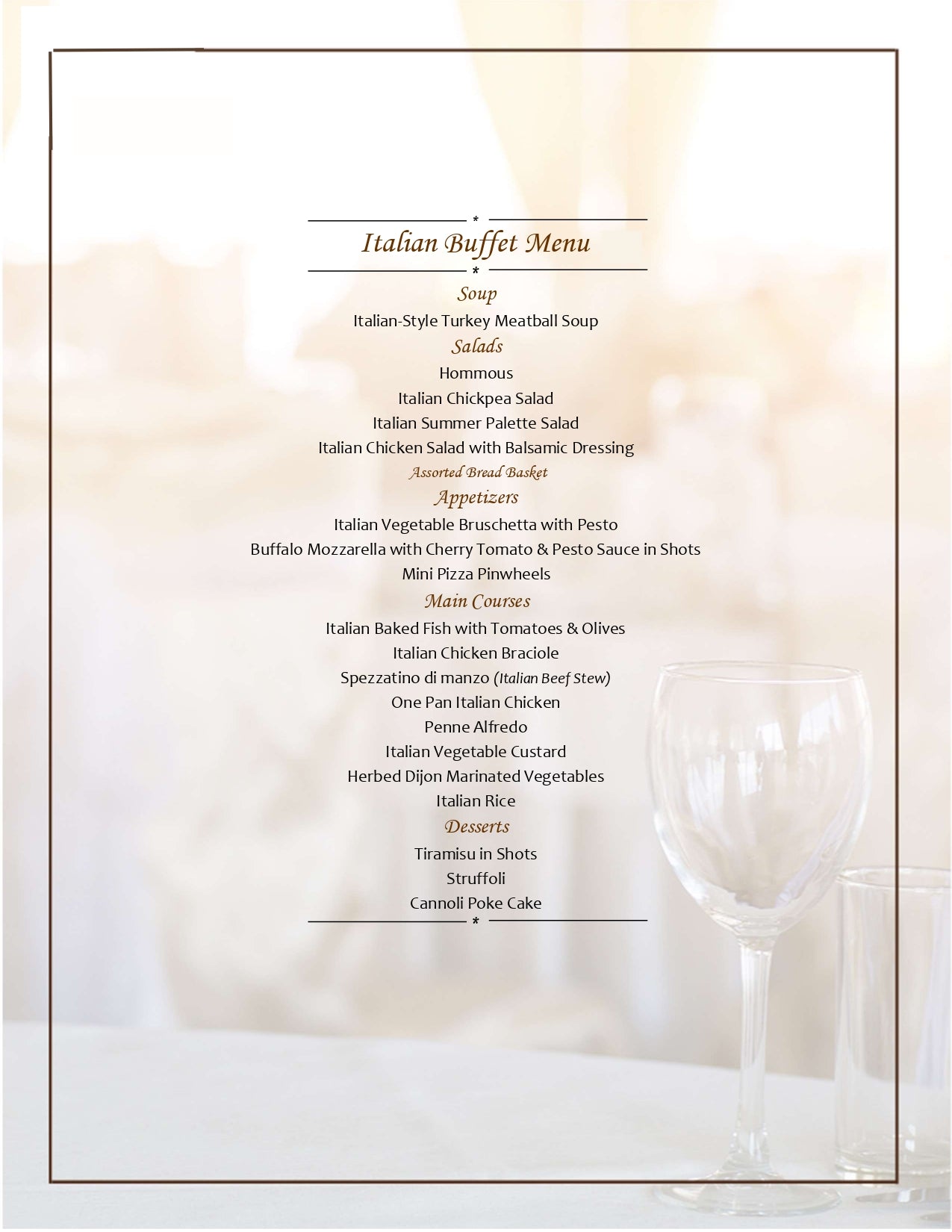 Italian Buffet by Cedar Tree Hospitality