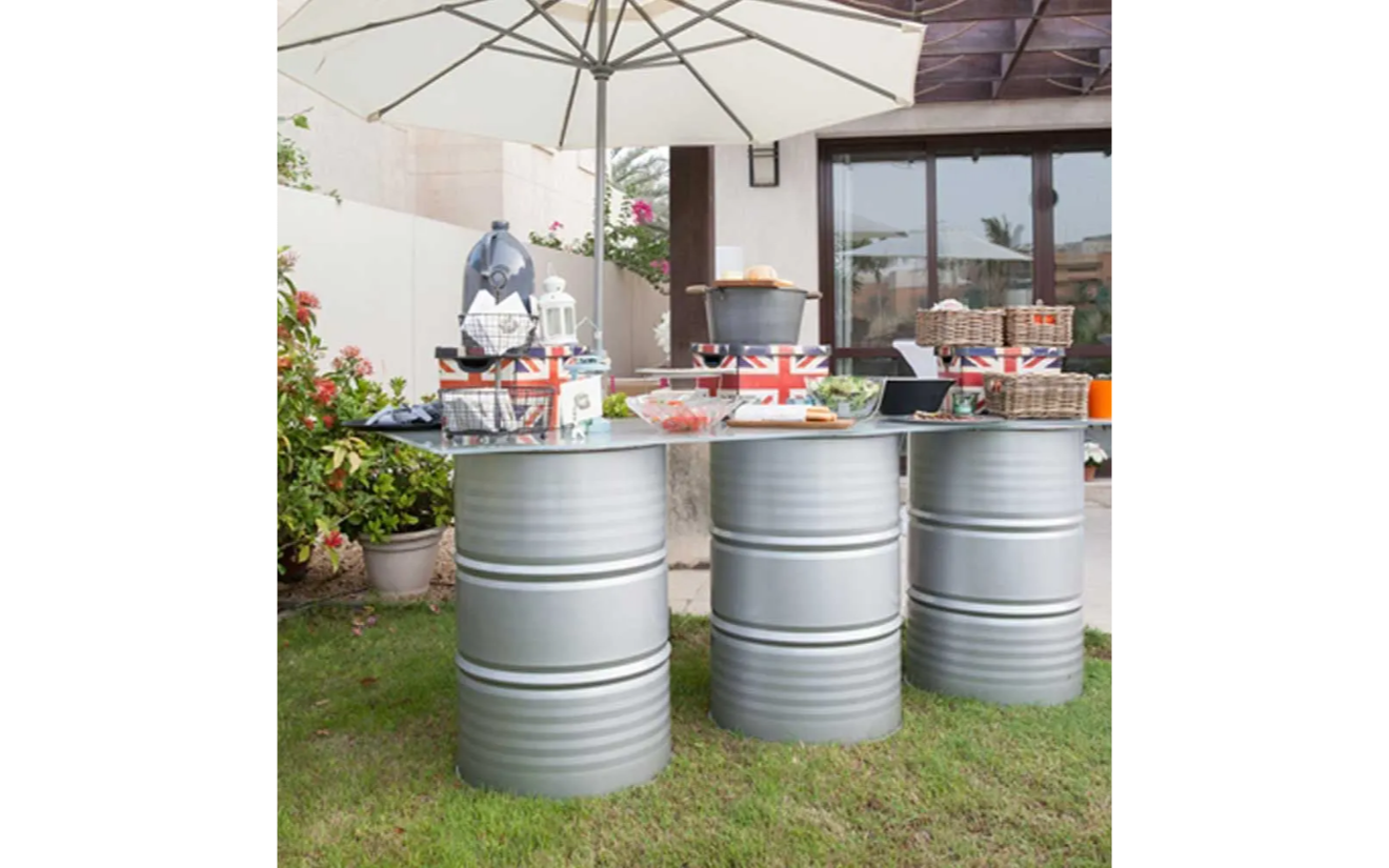 Oil Drum Buffet Table