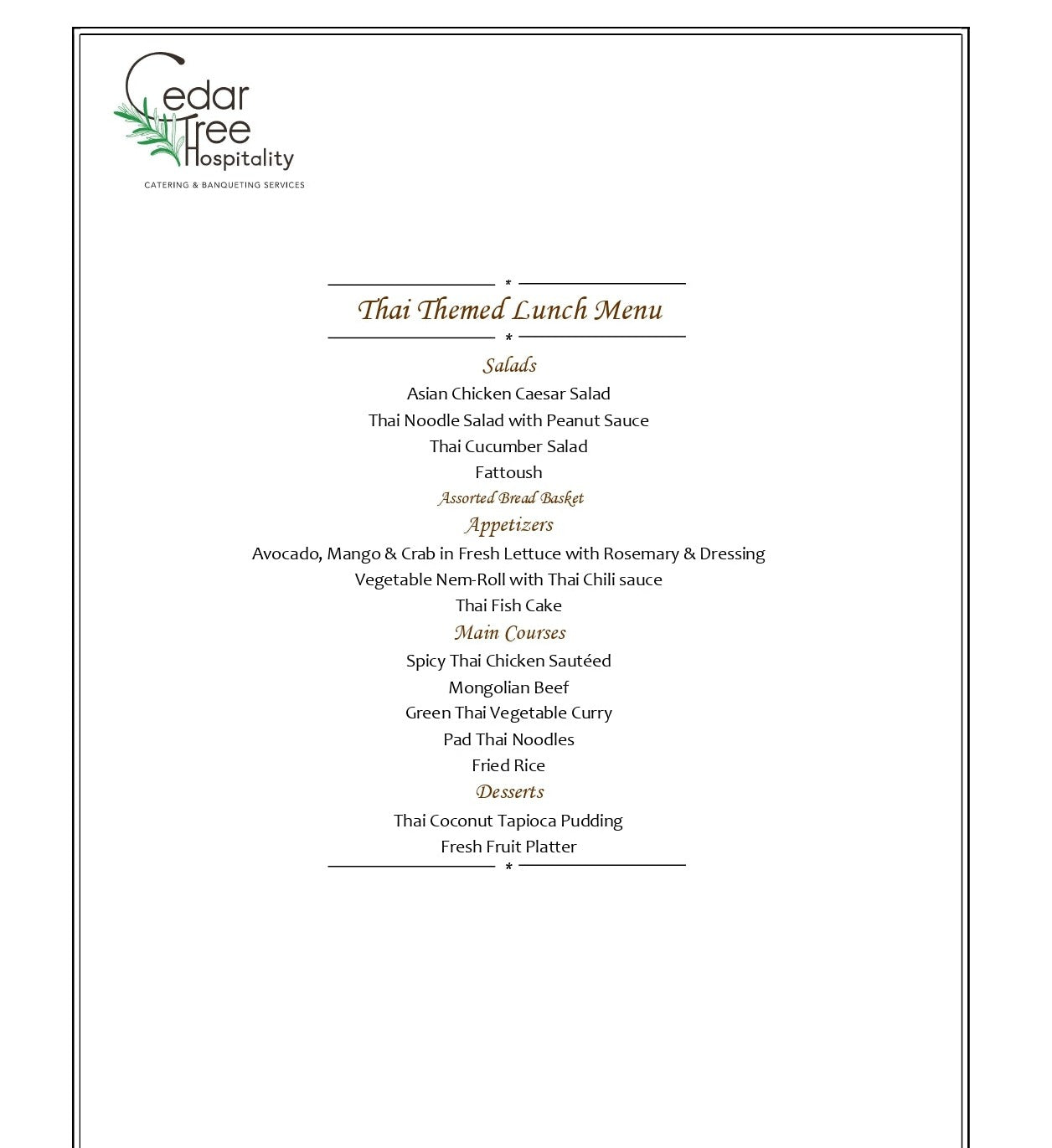 Thai Buffet by Cedar Tree Hospitality