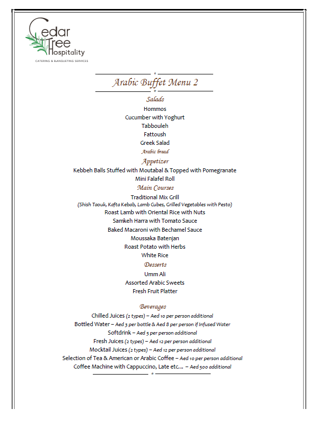 Arabic Buffet by Cedar Tree Hospitality (OLD)