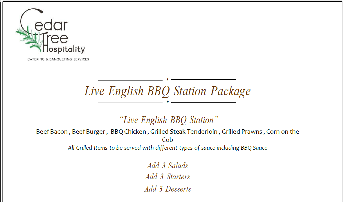 Live English BBQ Station by Cedar Tree Hospitality (OLD)