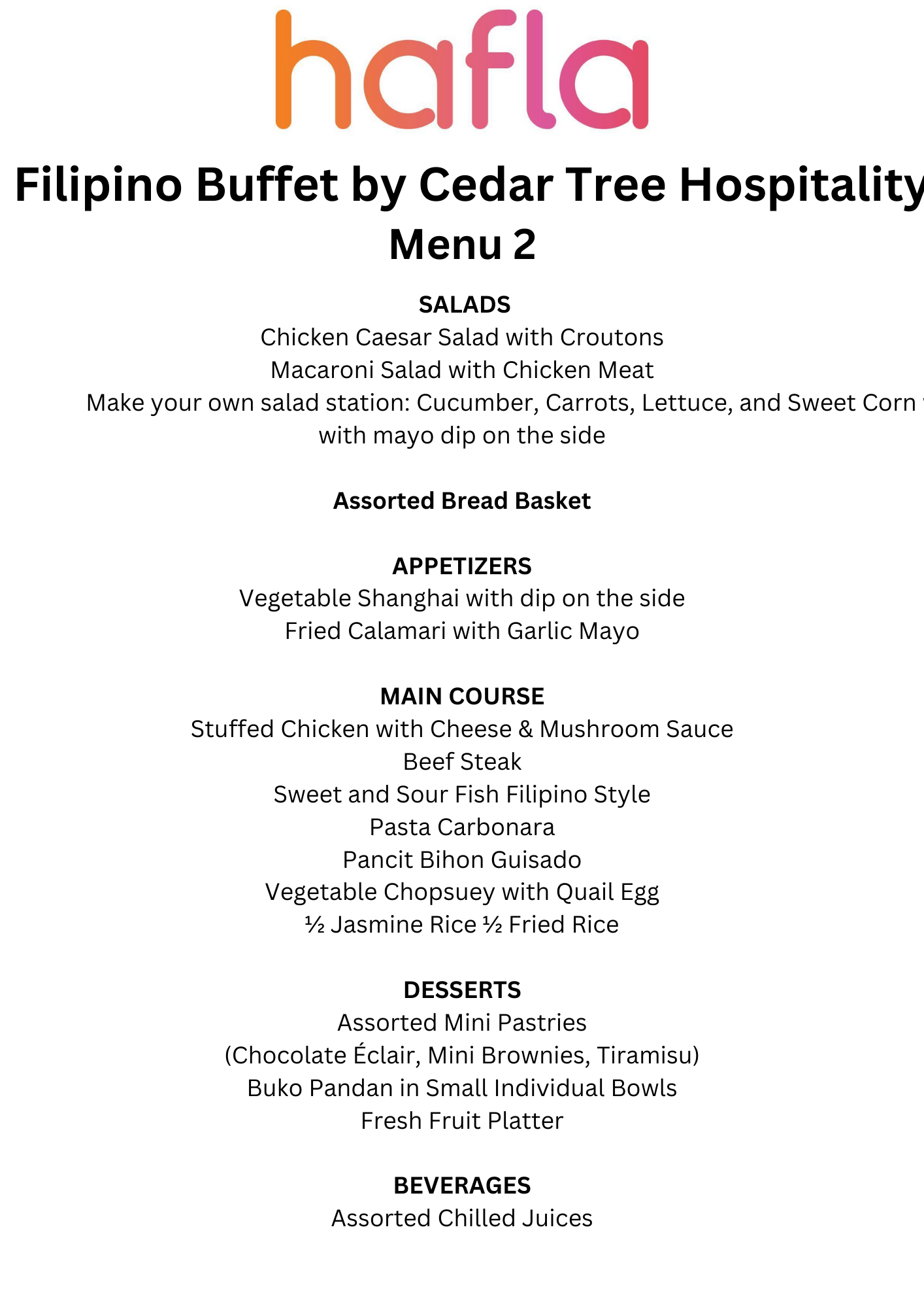 Filipino Buffet by Cedar Tree Hospitality