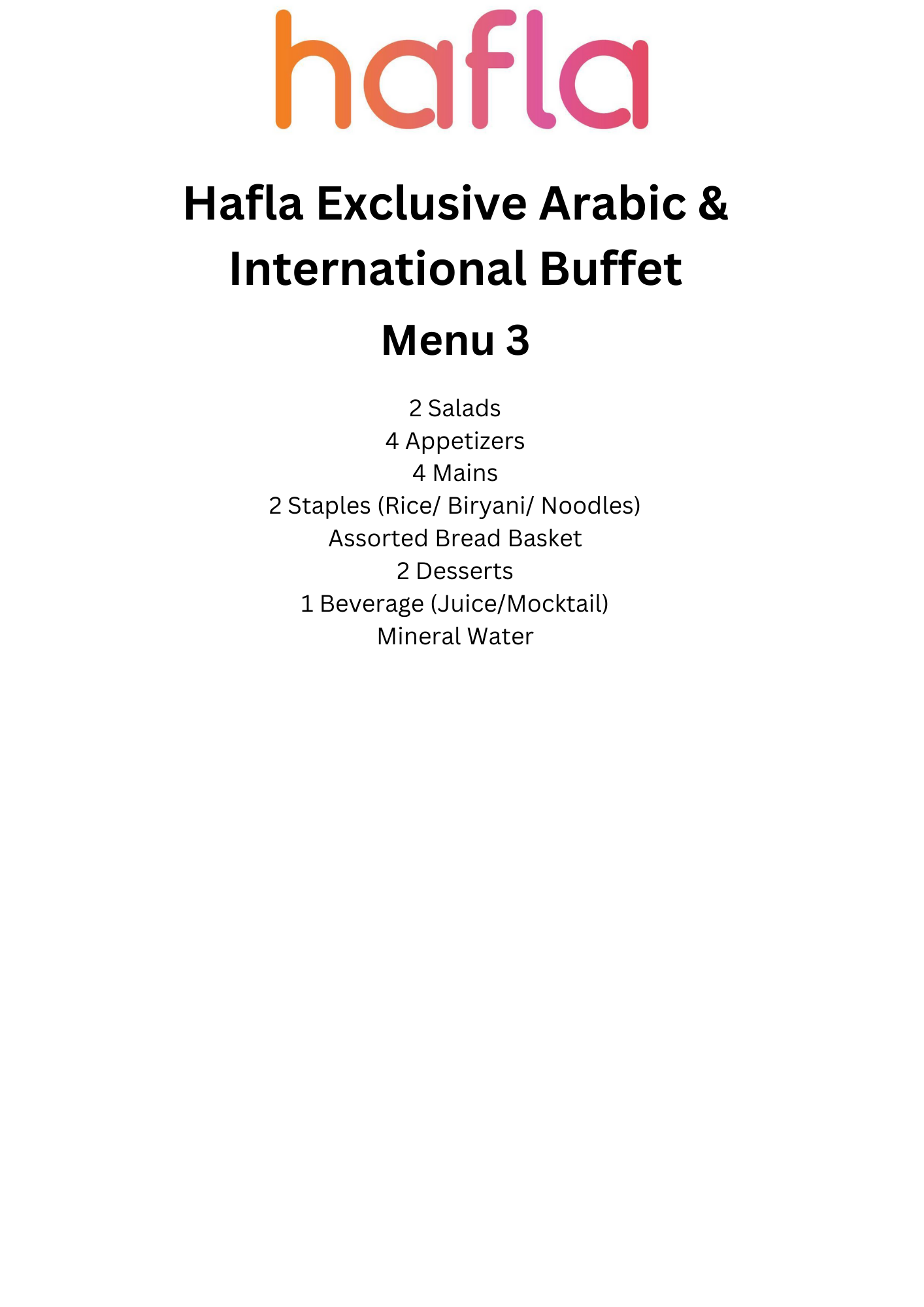 Hafla Exclusive Arabic and International Buffet