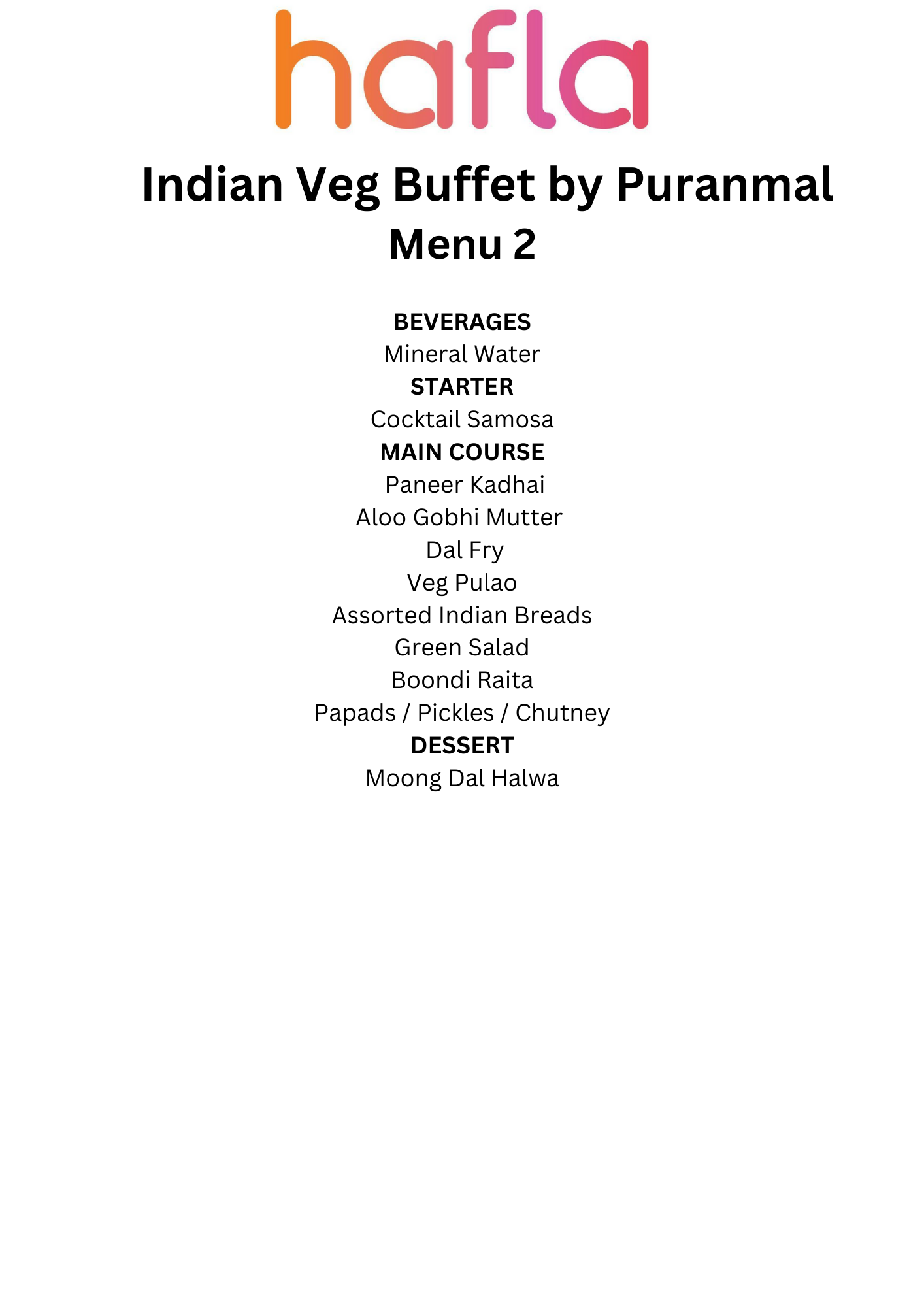 Indian Veg Buffet by Puranmal