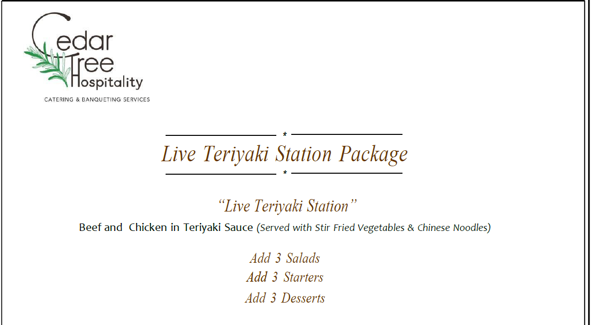 Live Teriyaki Station by Cedar Tree Hospitality (OLD)