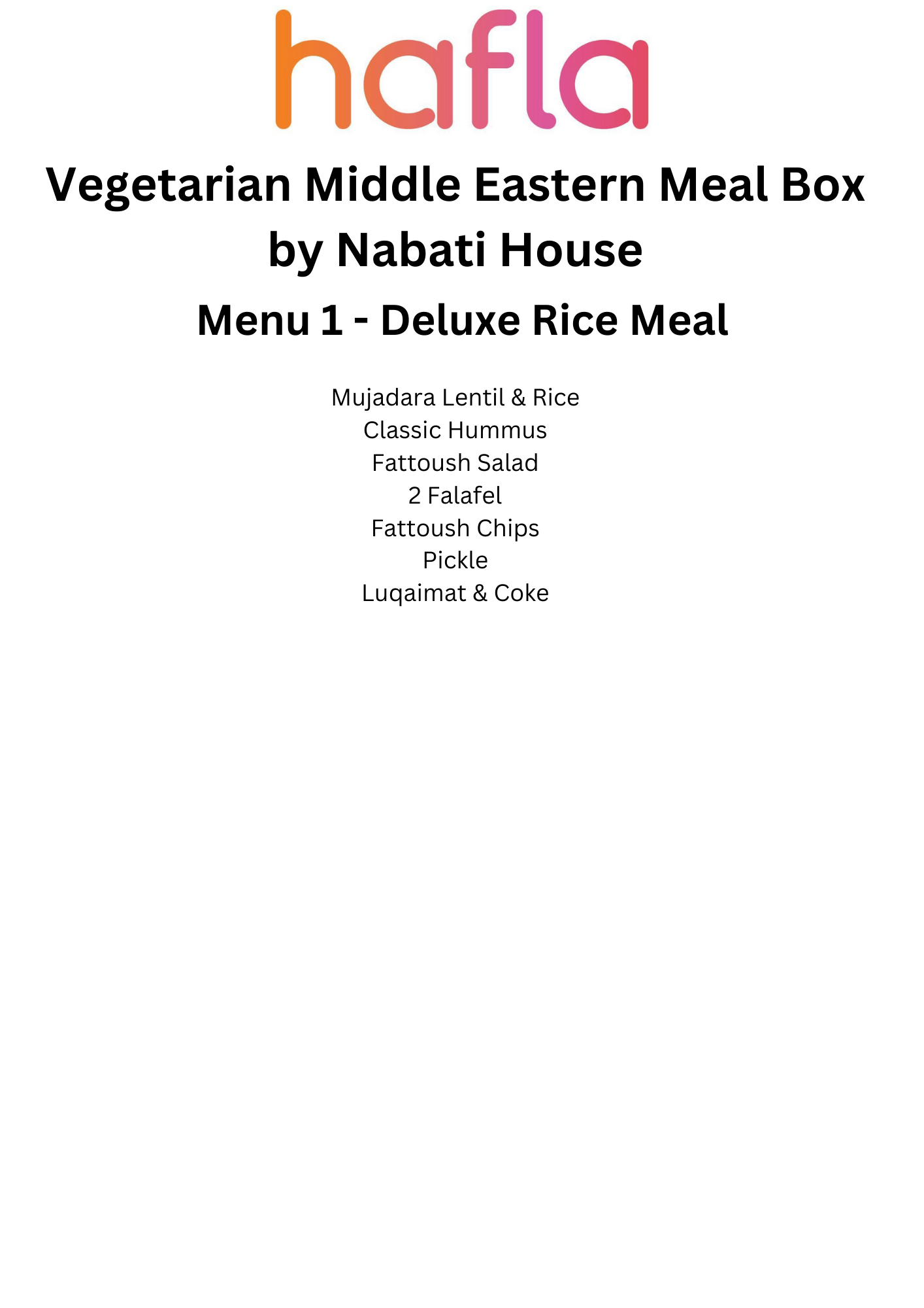 Vegetarian Middle Eastern Meal Box by Nabati House