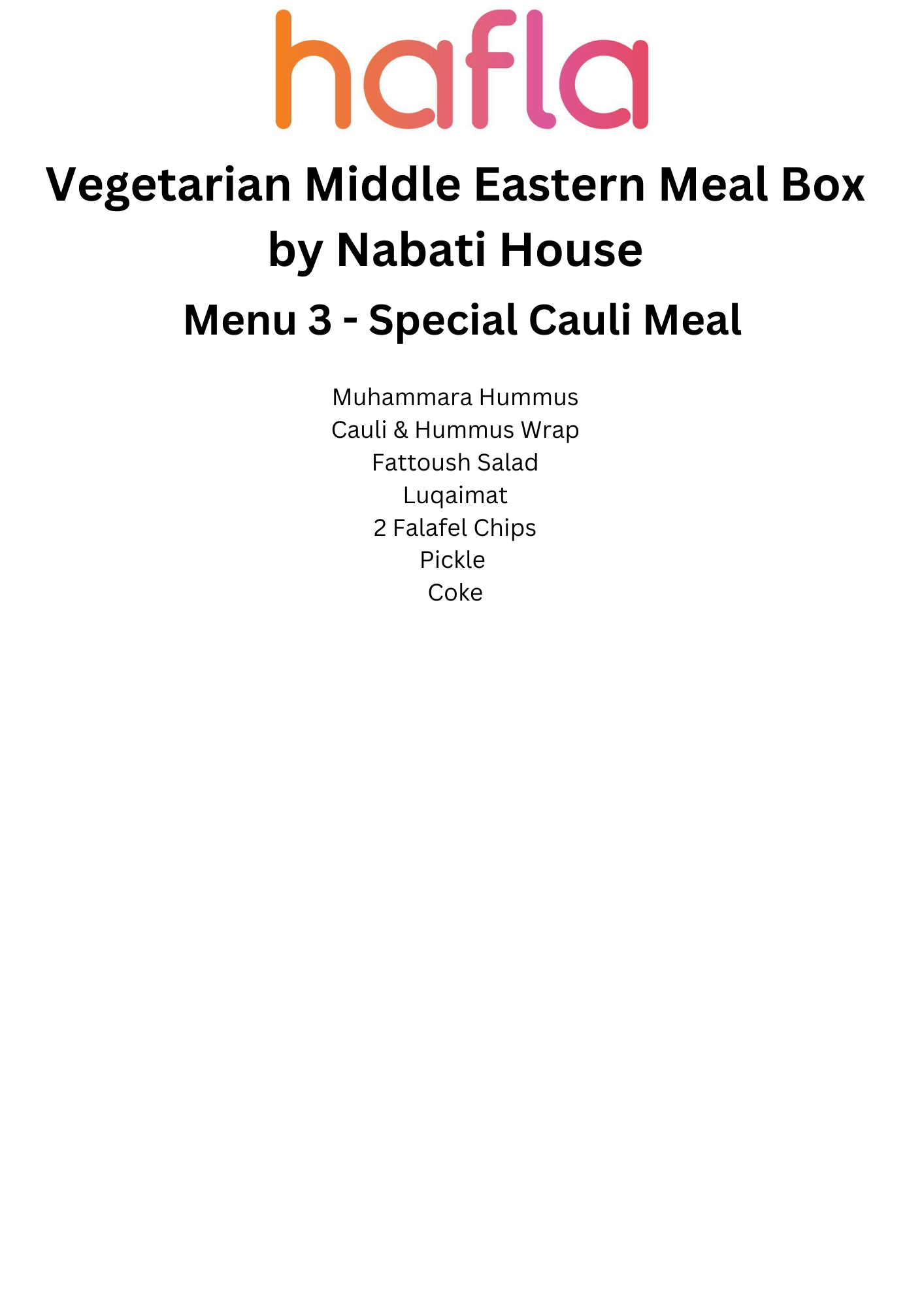 Vegetarian Middle Eastern Meal Box by Nabati House