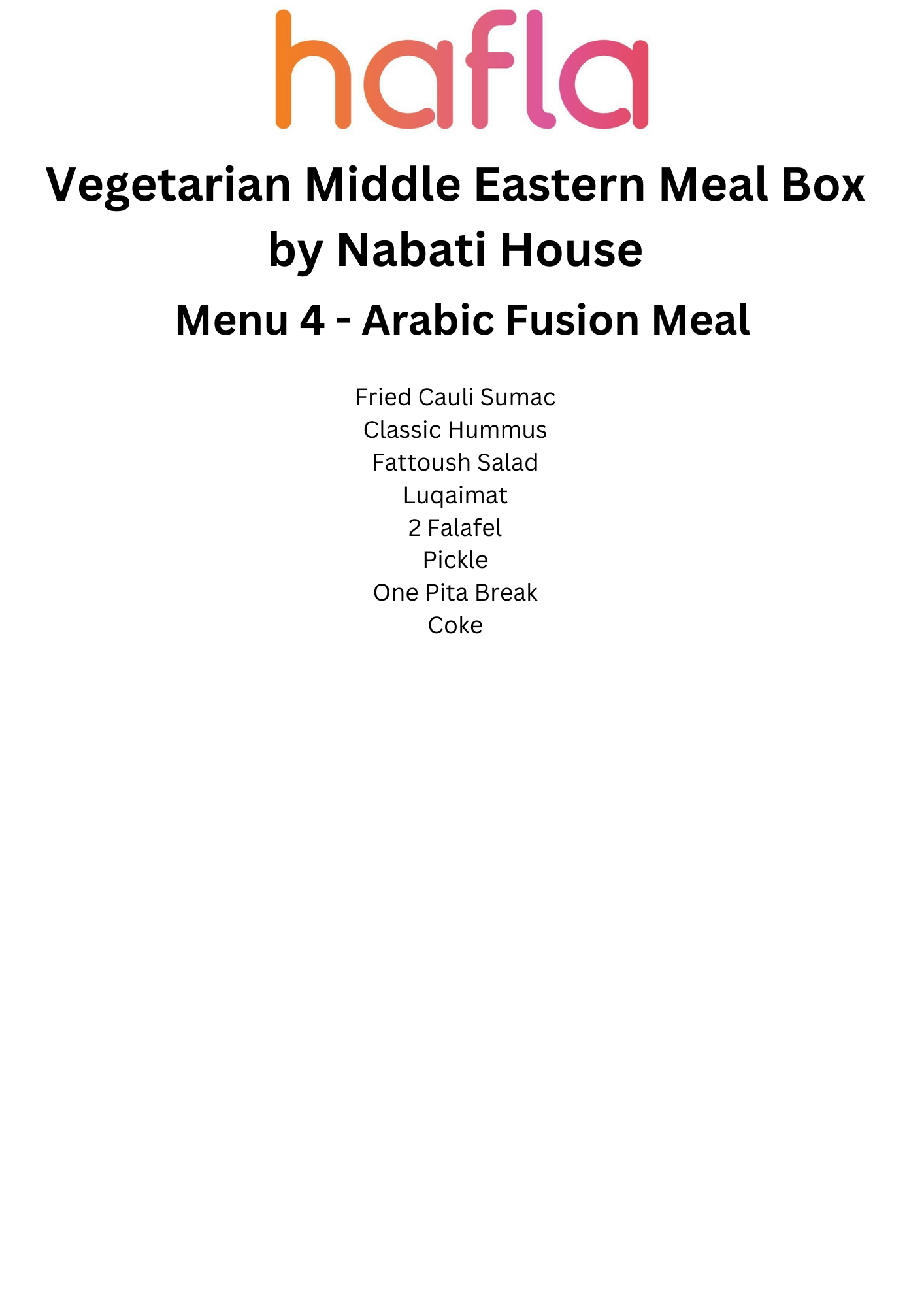 Vegetarian Middle Eastern Meal Box by Nabati House