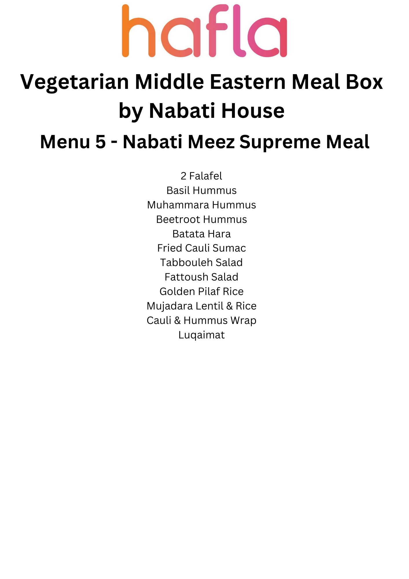 Vegetarian Middle Eastern Meal Box by Nabati House