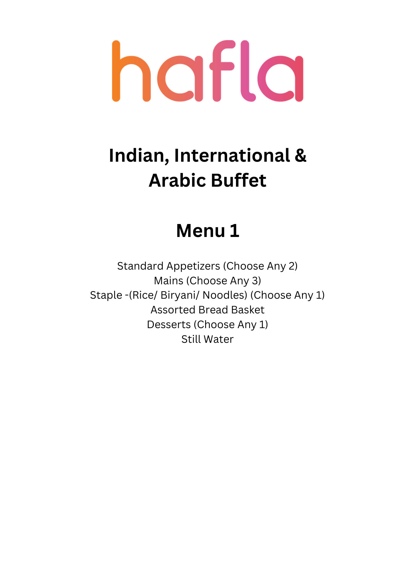 Hafla Exclusive Indian, International and Arabic Buffet