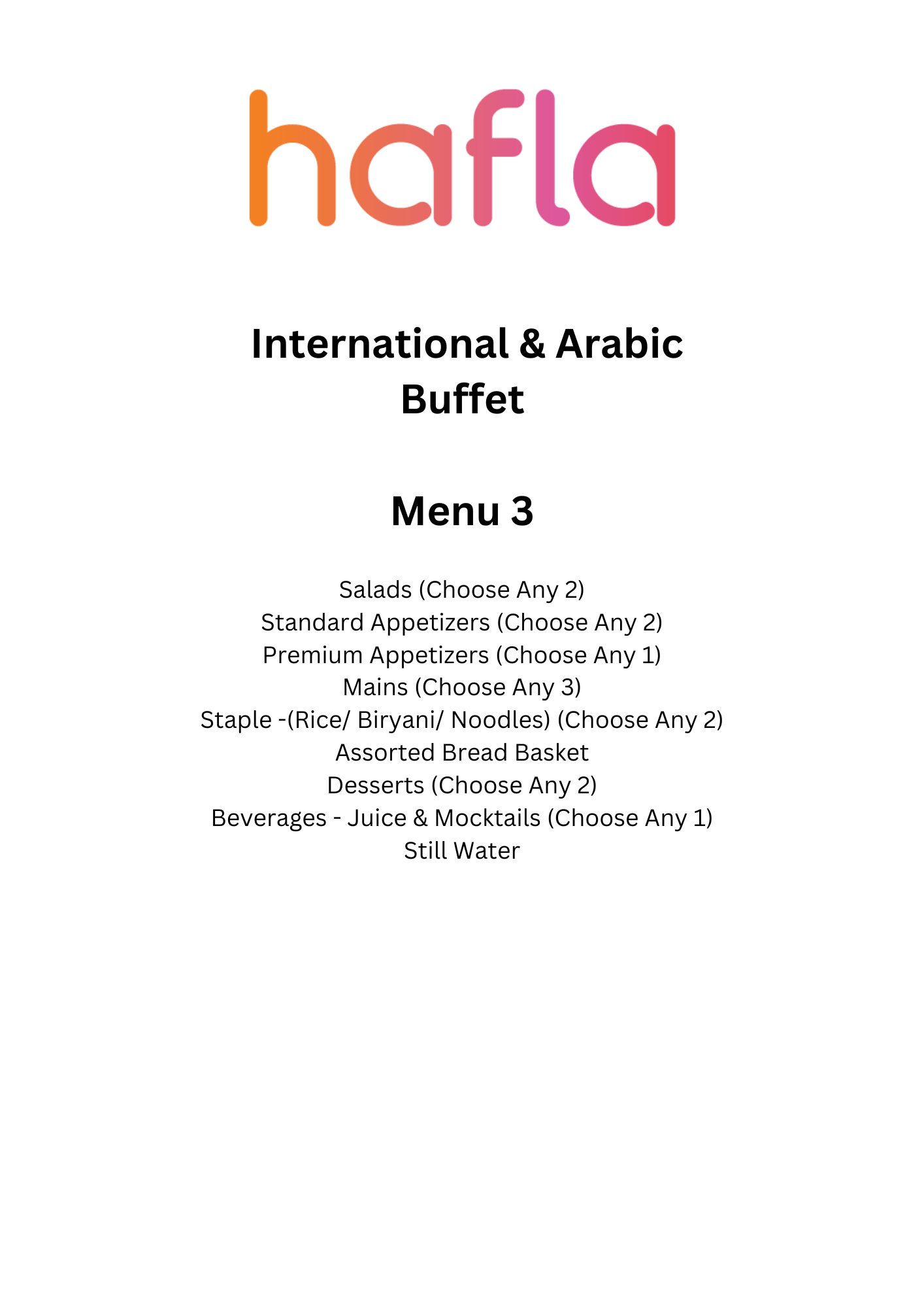 Hafla Exclusive International and Arabic Buffet