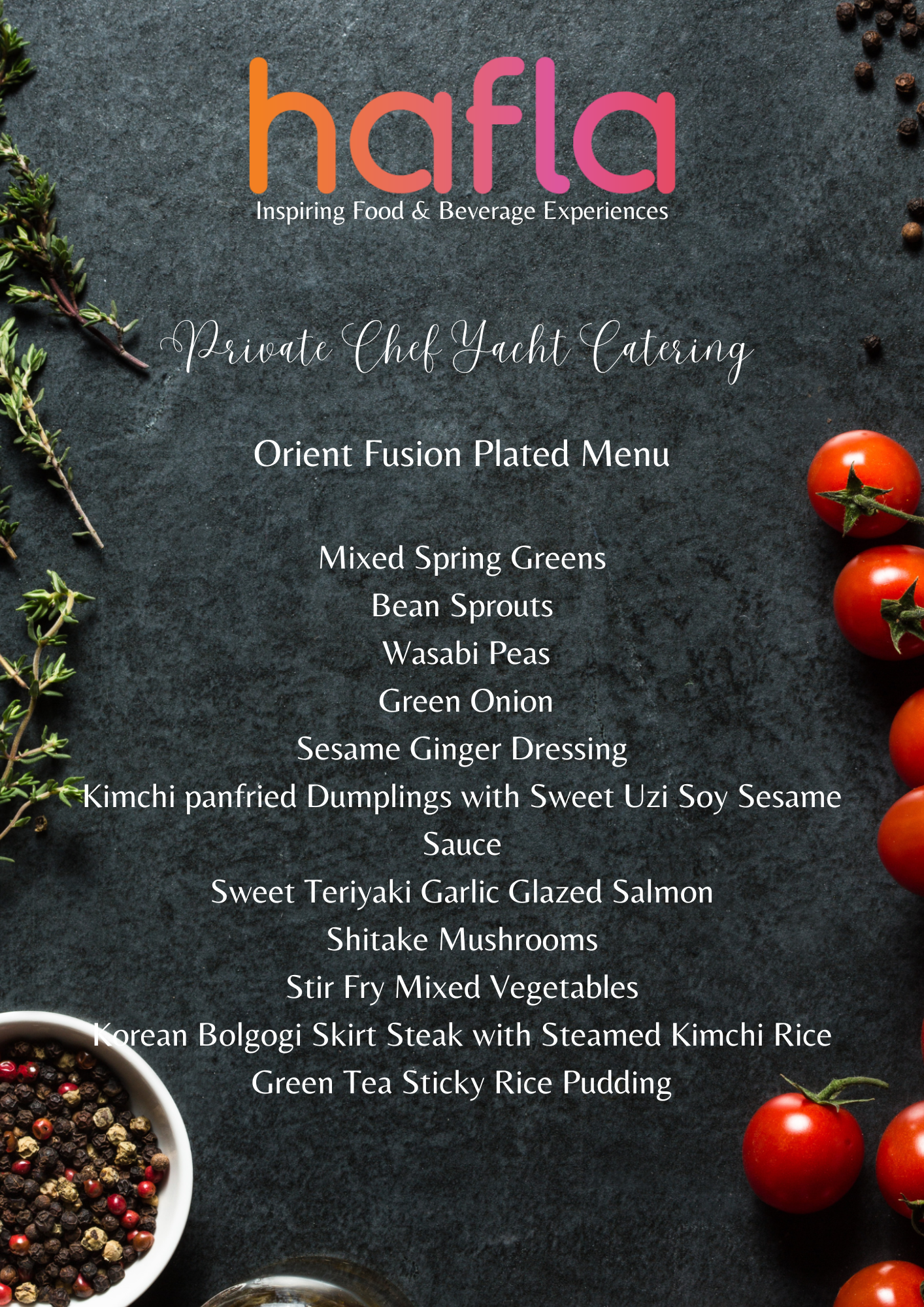 Private Chef Yacht Catering by CBC - Plated Menu