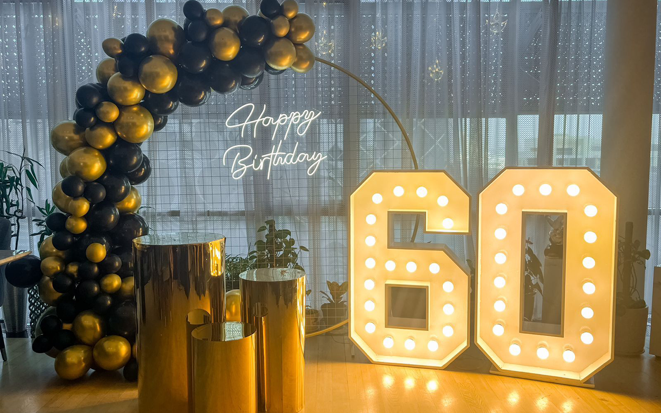 60th Birthday Mesh Backdrop - Hafla