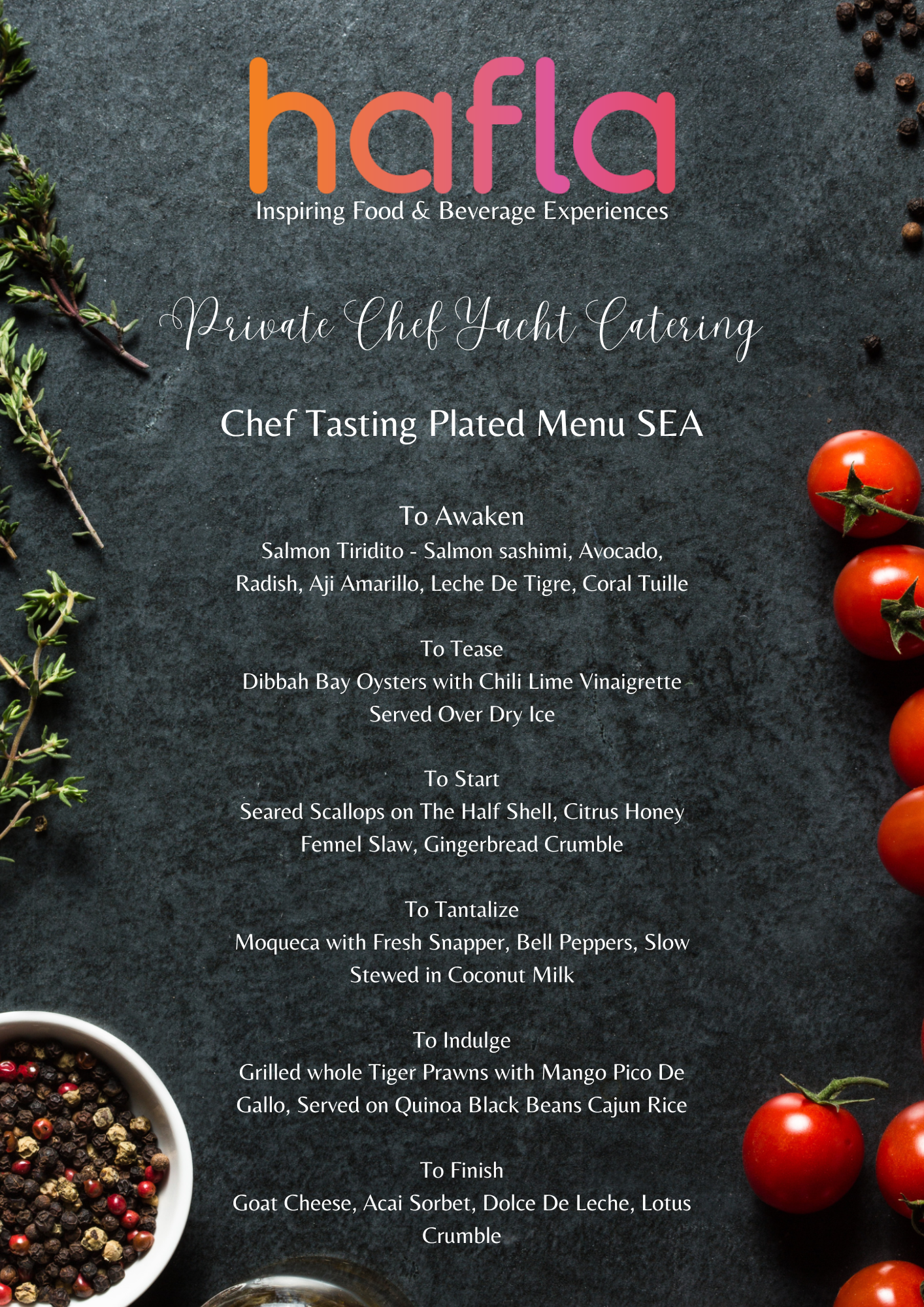 Private Chef Yacht Catering by CBC - Plated Menu