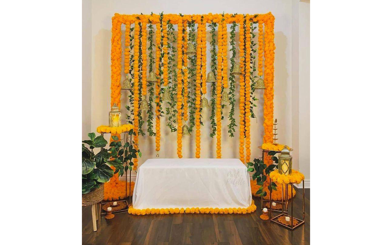 Diwali Artificial Flower Wall Backdrop
