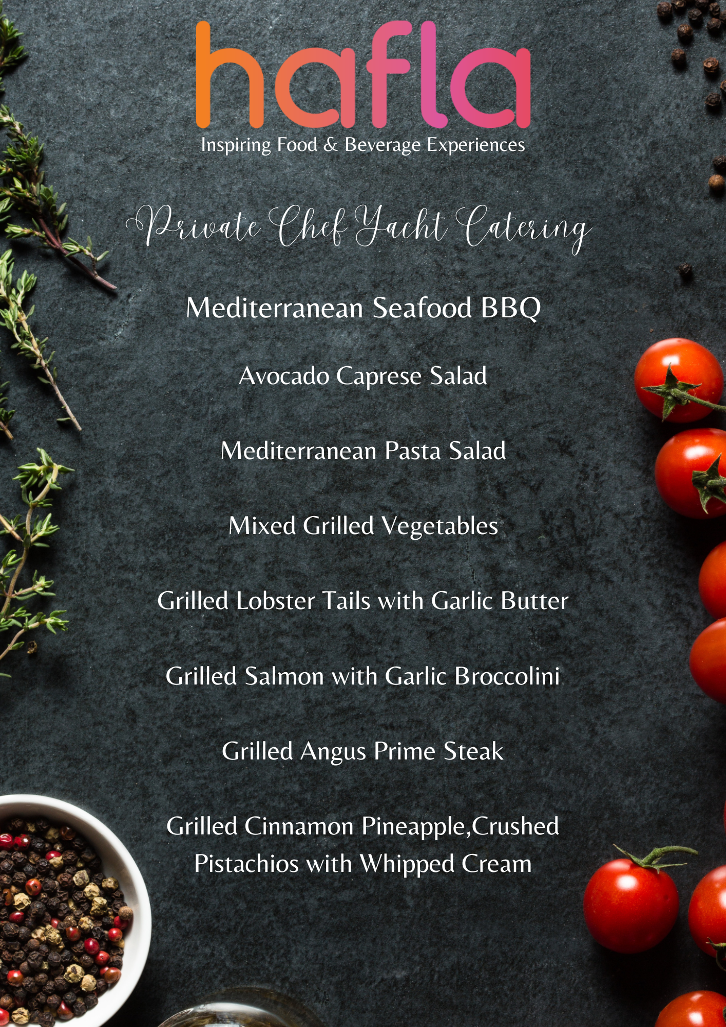 Private Chef Yacht Catering by CBC - Family Style