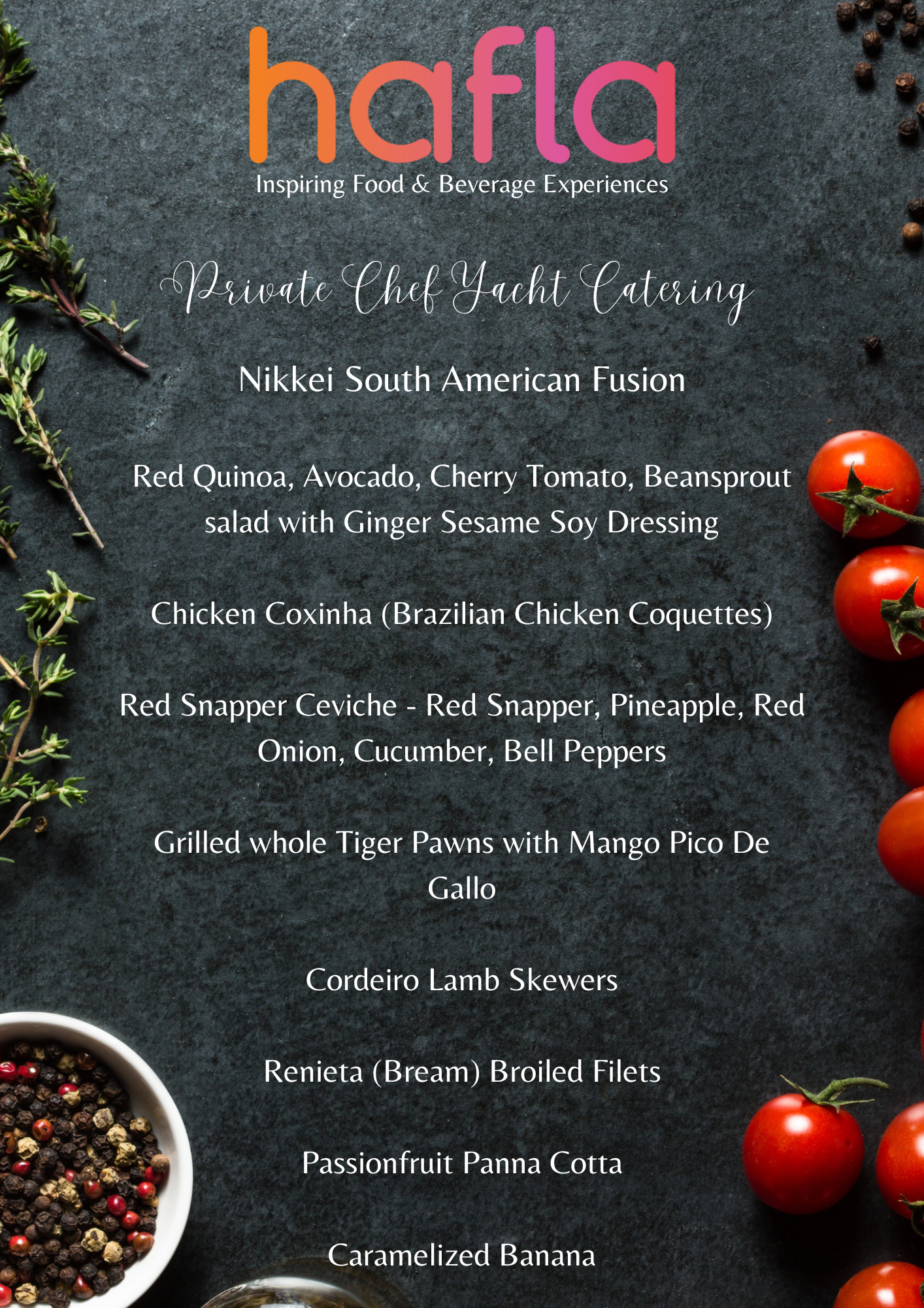 Private Chef Yacht Catering by CBC - Family Style