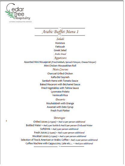 Arabic Buffet by Cedar Tree Hospitality (OLD)