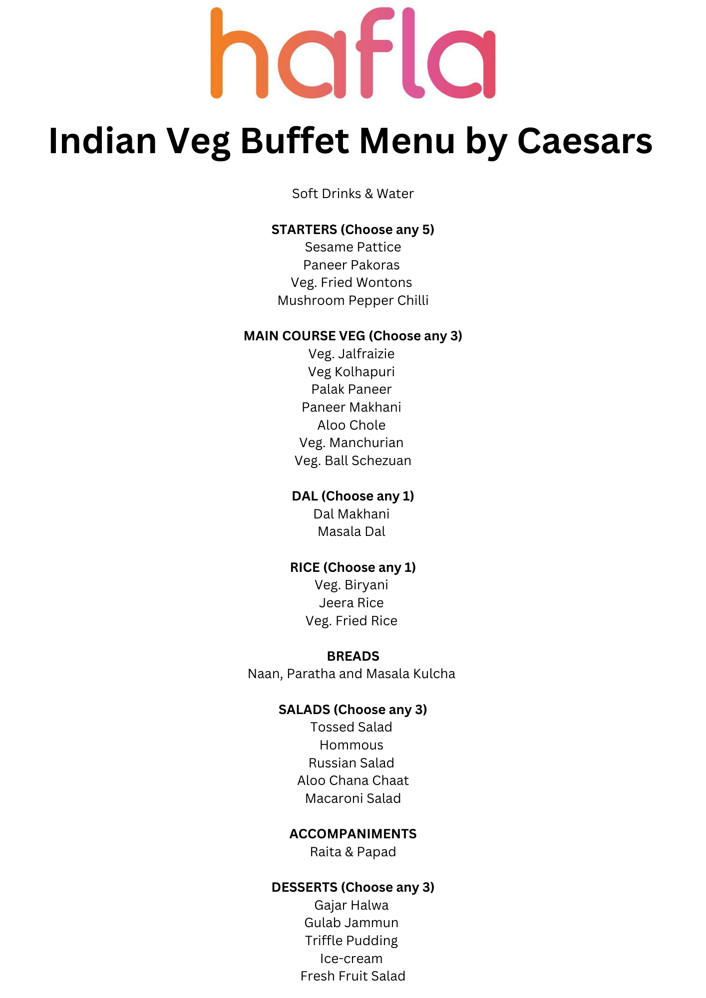 Indian Veg Buffet by Caesars