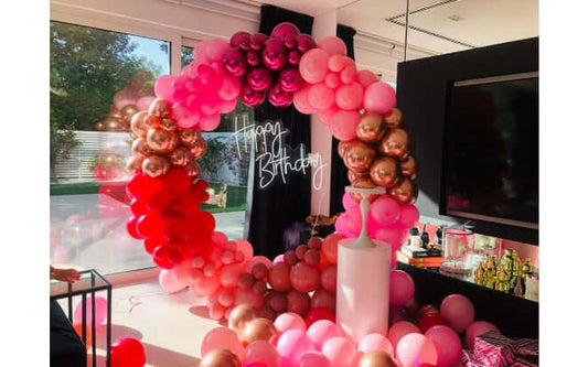 Neon Happy Birthday Round Ring Decor