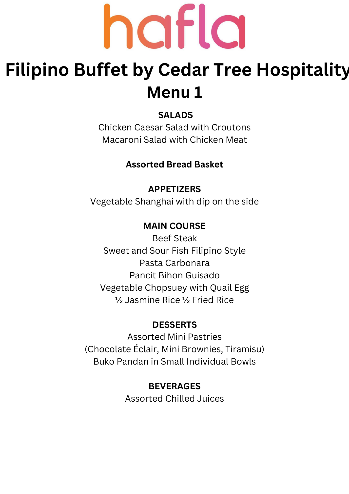 Filipino Buffet by Cedar Tree Hospitality
