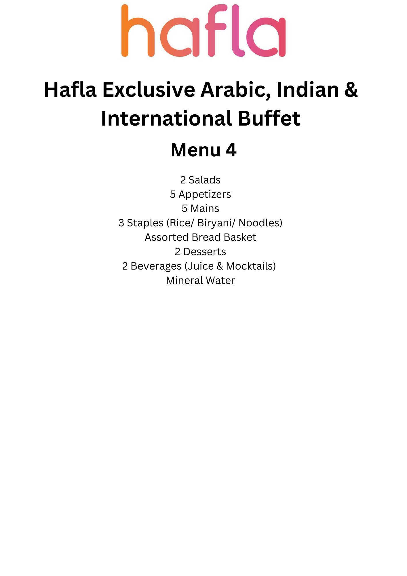 Hafla Exclusive Arabic Indian and International Buffet