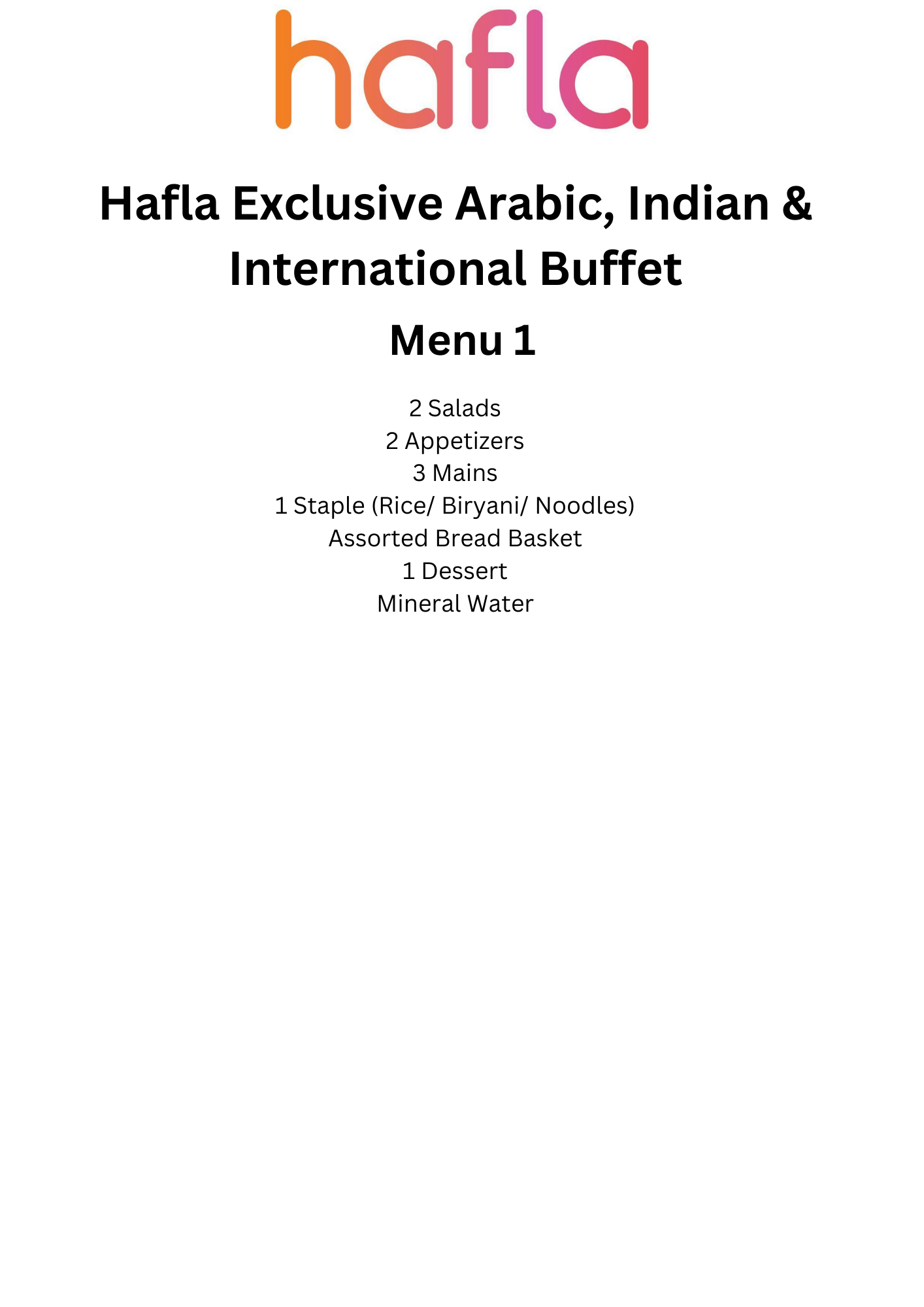 Hafla Exclusive Arabic Indian and International Buffet