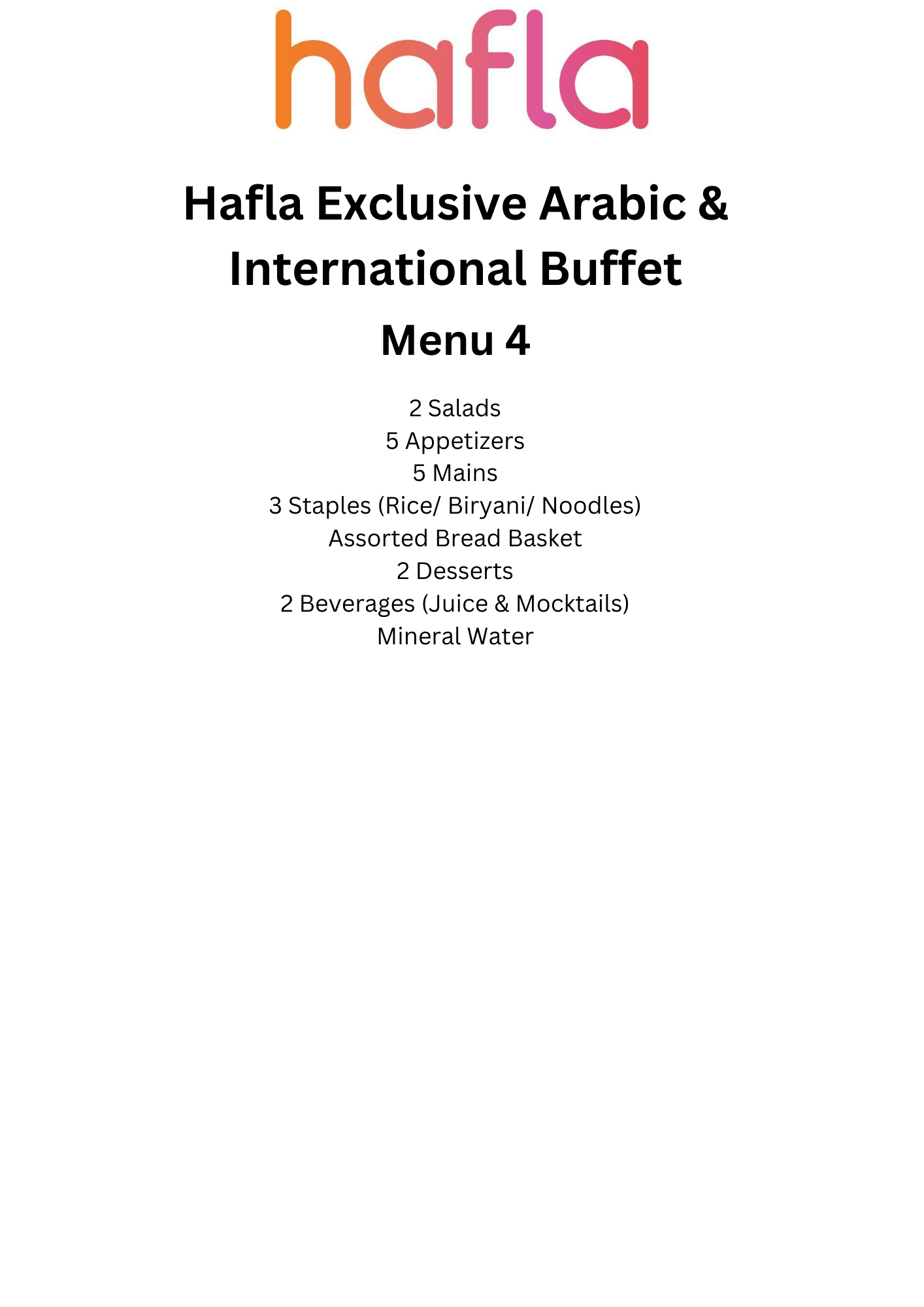 Hafla Exclusive Arabic and International Buffet