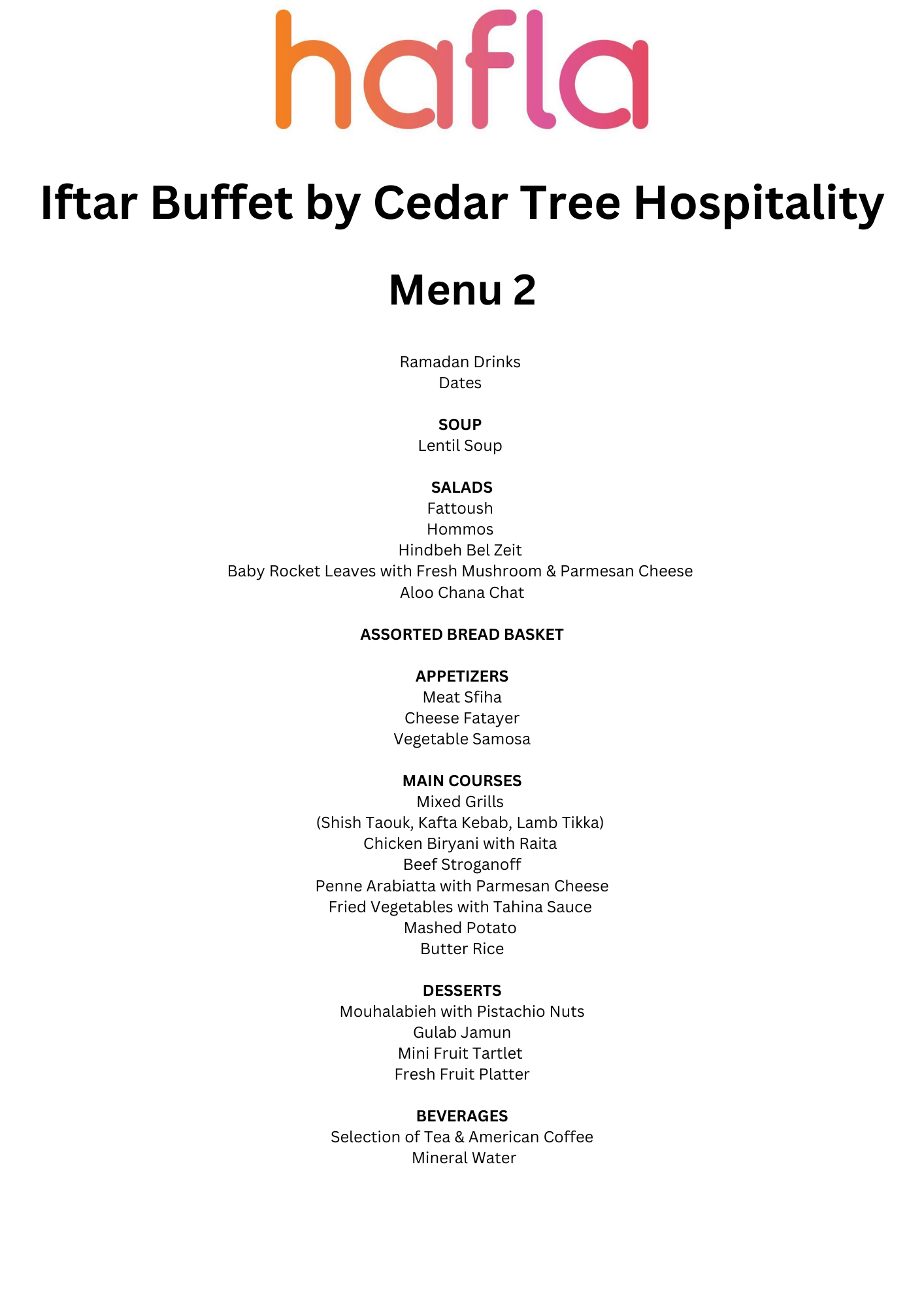 Iftar Buffet by Cedar Tree Hospitality