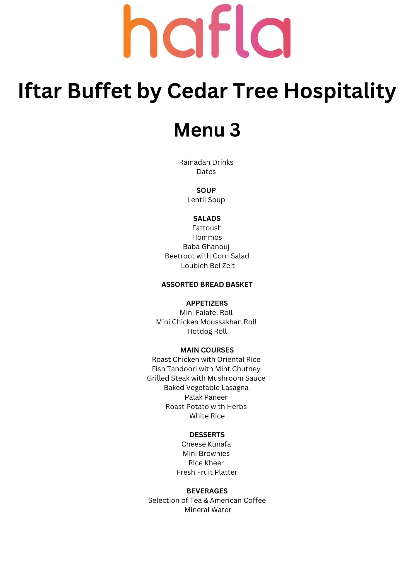 Iftar Buffet by Cedar Tree Hospitality