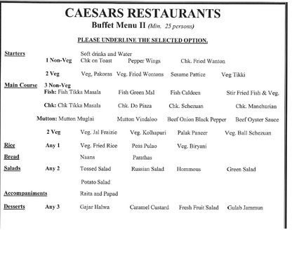 Indian Buffet by Caesars