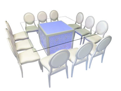 Mashrabiya Glass Dining Table Seating Setup