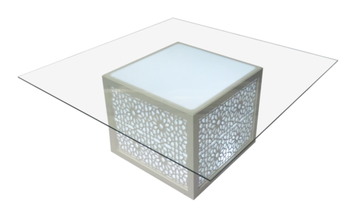 Mashrabiya Glass Dining Table Seating Setup