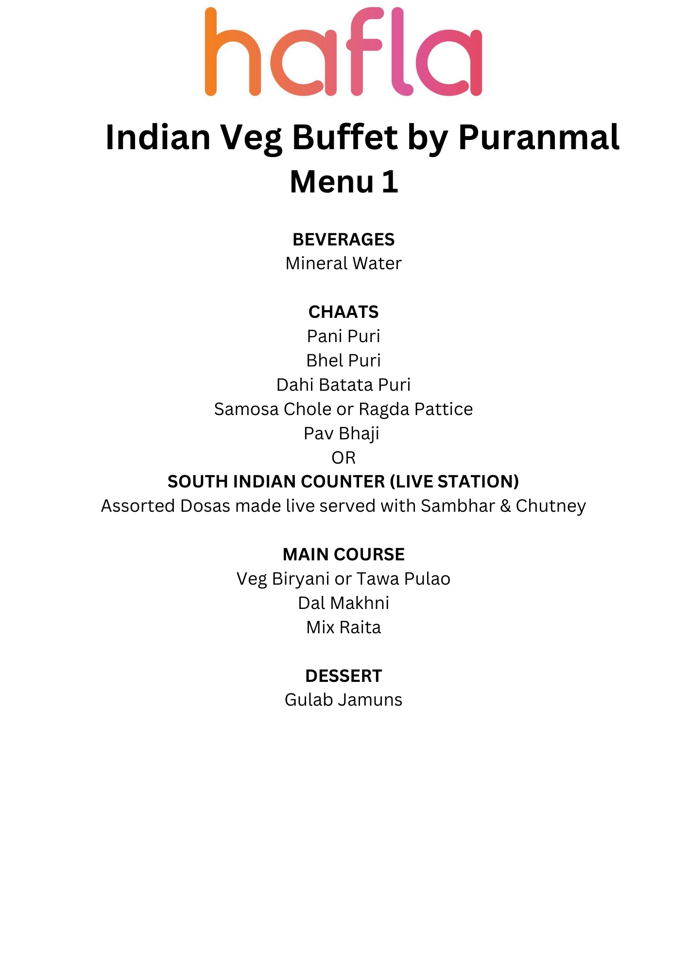 Indian Veg Buffet by Puranmal