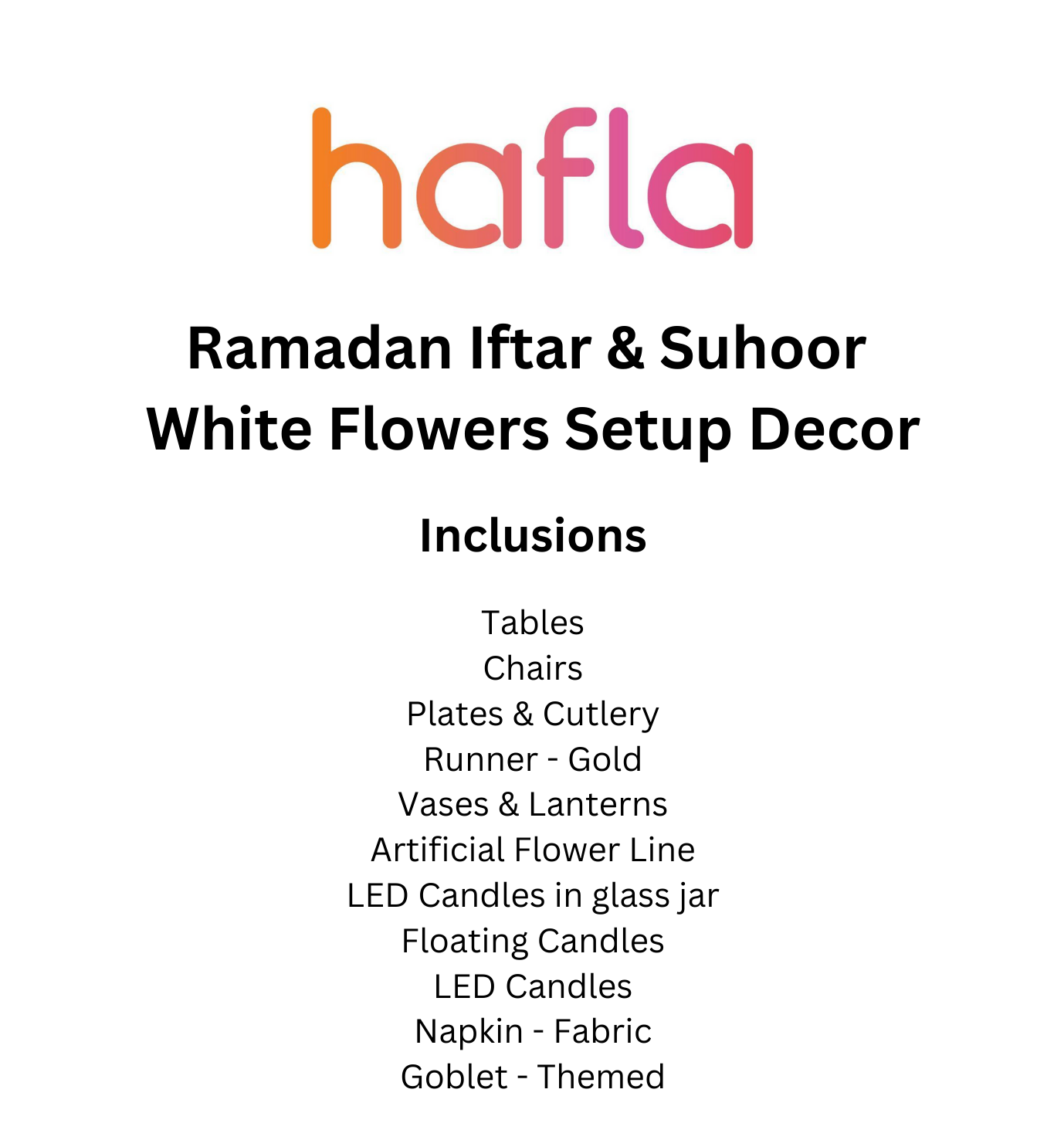 Ramadan Iftar & Suhoor White Flowers Setup Decor