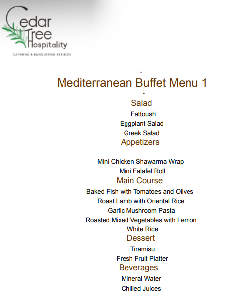 Mediterranean Buffet By Cedar Tree Hospitality