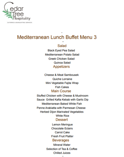 Mediterranean Buffet By Cedar Tree Hospitality