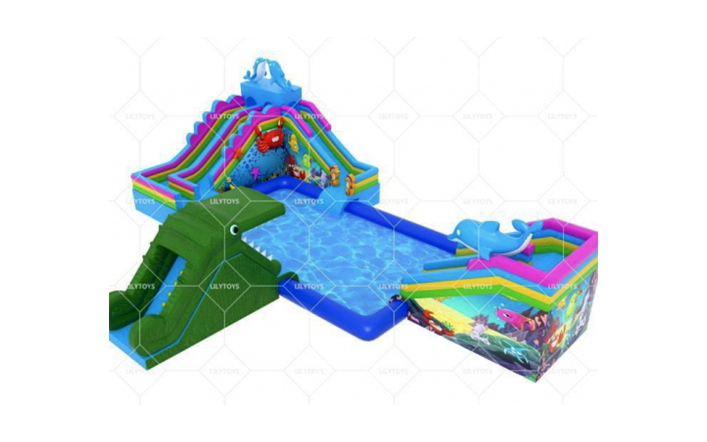 Three Water Slide With Pool