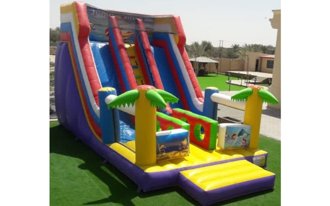 Two Lanes Dry Slide With Safety Wall